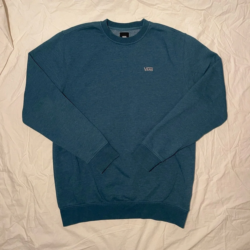 Vans Men’s Crew Logo Sweatshirt - Turqouise - Picture 1 of 4